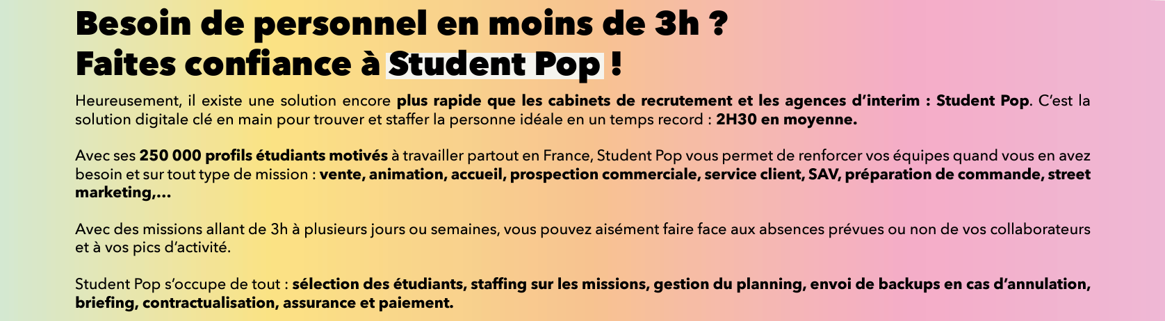 renfort student pop