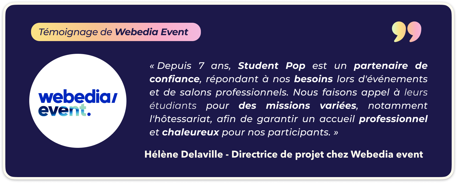 témoignage Webedia event hôtessariat